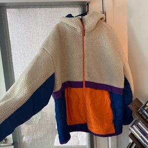 H&M Men’s Fleece Jacket - Cream, Orange, Blue, Purple